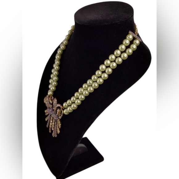 Heidi Daus Pale Sage Green Pearl and Pastel Crystal Necklace - Picture 5 of 14